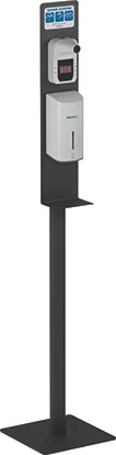 Stand con termómetro + dosificador automático en gel desinfectante de manos negro de Genebre